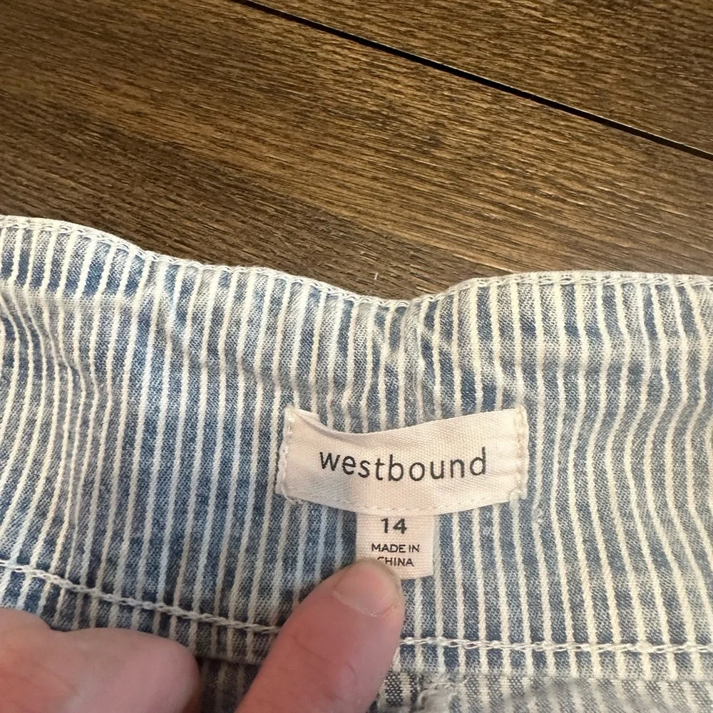 Westbound Light Blue Striped Mini‎ Skirt